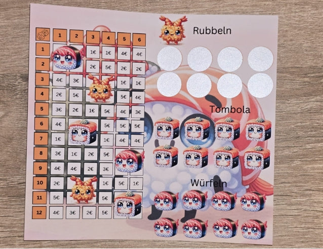 Sushi Bingo Klappkarte